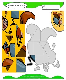 Puzzle Kes Yapıştır Çalışma Sayfaları